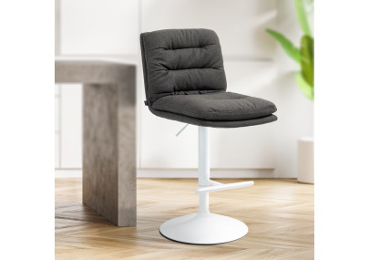 Lot de 2 tabourets de bar en tissu Damar blanc gris foncé