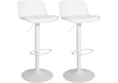 Juego de 2 taburetes de bar Almada, piel sintética, blancos