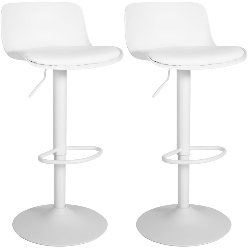 Conjunto de 2 banquetas de bar Almada, em couro sintético, brancas.