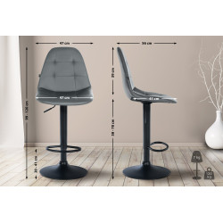 Tabouret de bar Elmore, similicuir, B gris