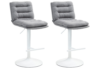 Ensemble de 2 tabourets de bar Damar, tissu blanc/gris
