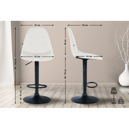 Tabouret de bar Elmore, similicuir, blanc