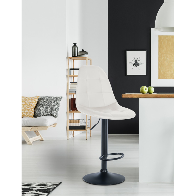 Tabouret de bar Elmore, similicuir, B blanc
