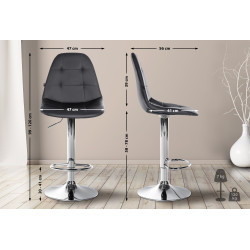 Tabouret de bar Elmore, similicuir, C noir