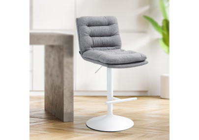 Lot de 2 tabourets de bar en tissu Damar blanc gris