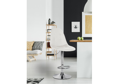 Taburete de bar Elmore, imitación piel, blanco C