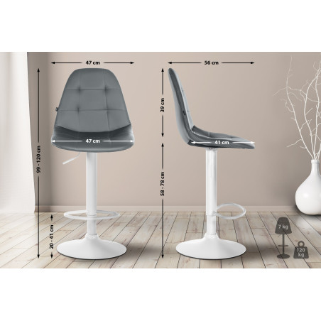 Sgabello da bar Elmore, similpelle, grigio