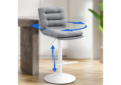 Lot de 2 tabourets de bar en tissu Damar blanc gris