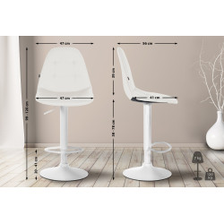 Tabouret de bar Elmore, similicuir, W blanc