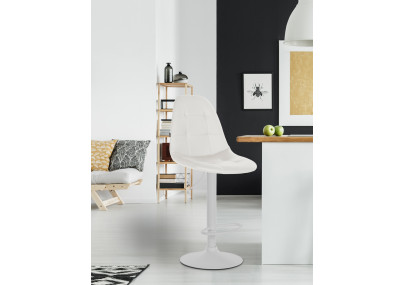 Sgabello da bar Elmore, similpelle, bianco