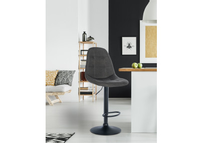 Sgabello da bar Elmore, tessuto B, grigio scuro