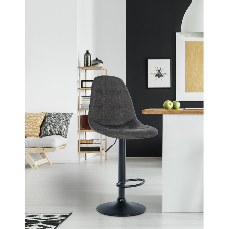 Tabouret de bar Elmore, tissu B gris foncé
