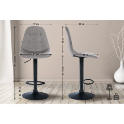 Tabouret de bar Elmore, tissu B gris