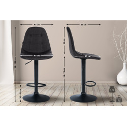 Tabouret de bar Elmore, tissu B noir