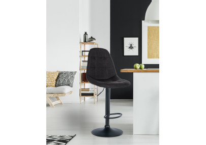 Taburete de bar Elmore, tapizado en tela B, negro