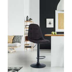 Tabouret de bar Elmore, tissu B noir
