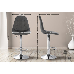 Tabouret de bar Elmore, tissu C gris foncé
