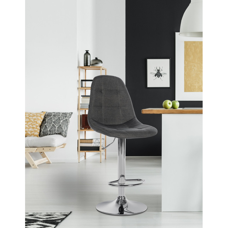 Tabouret de bar Elmore, tissu C, gris foncé