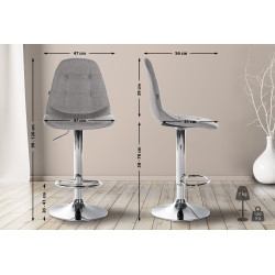 Tabouret de bar Elmore, tissu C gris