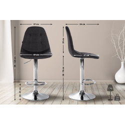 Tabouret de bar Elmore, tissu C noir