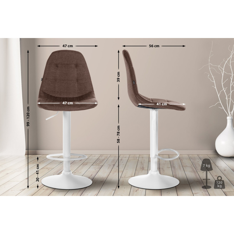 Tabouret de bar en tissu Elmore W brun