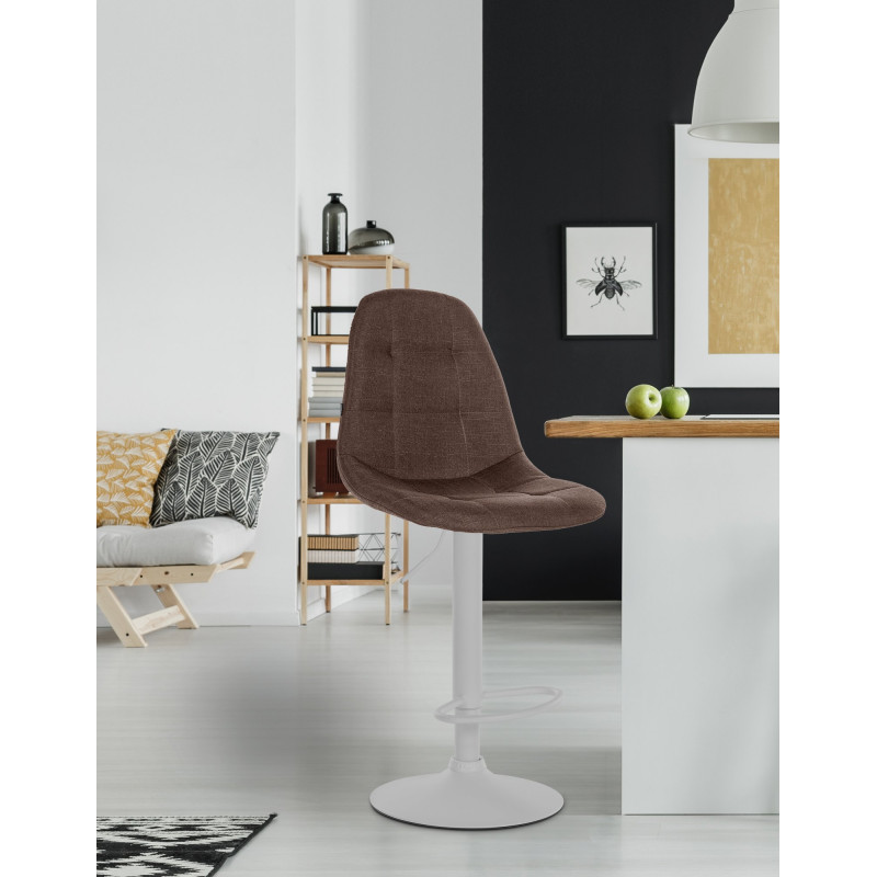 Tabouret de bar Elmore, en tissu, marron