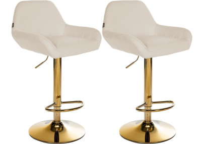 Ensemble de 2 tabourets de bar Braga Gold, tissu crème