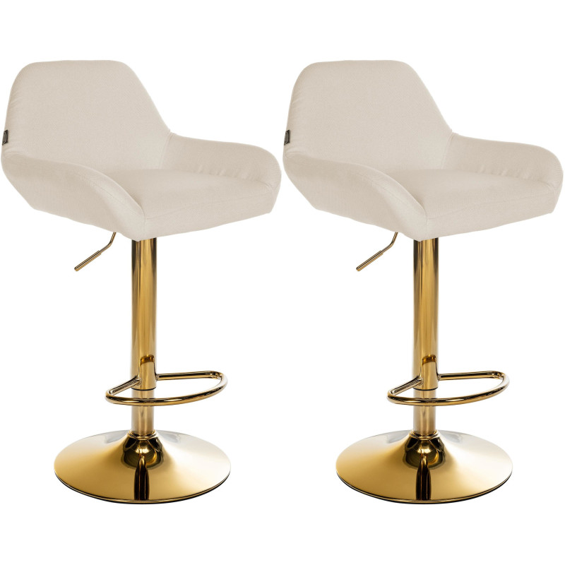 Lot de 2 tabourets de bar Braga en tissu doré crème