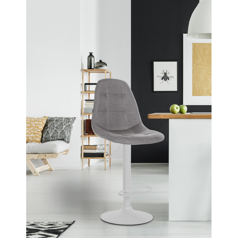 Tabouret de bar Elmore, tissu W, gris