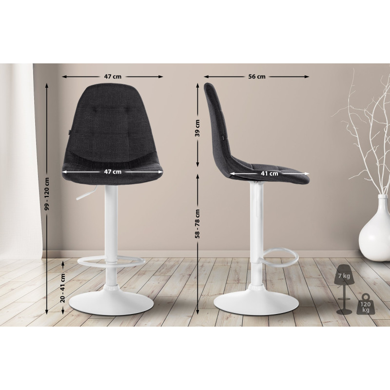 Tabouret de bar en tissu Elmore W noir