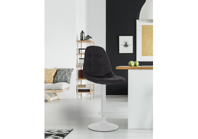 Taburete de bar Elmore, tapizado en tela, negro