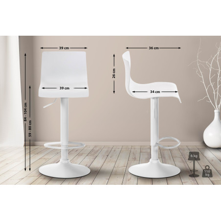 Sgabello da bar bianco Hoover W