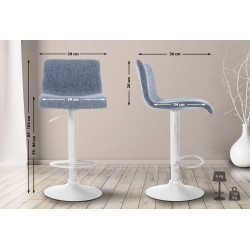 Tabouret de bar en tissu Hoover W bleu
