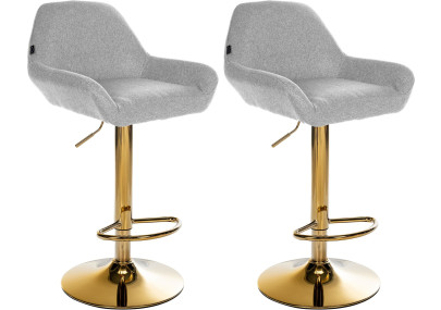 Ensemble de 2 tabourets de bar Braga Gold en tissu gris