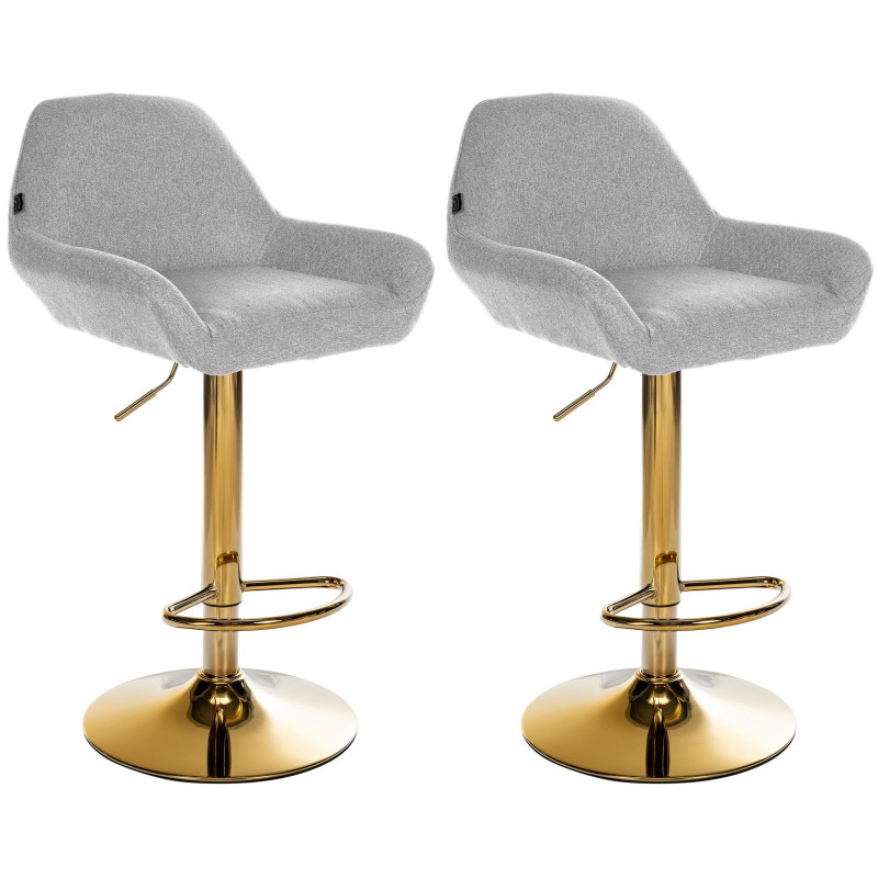 Ensemble de 2 tabourets de bar Braga Gold en tissu gris