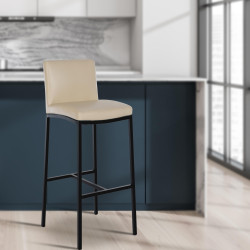 Tabouret de bar Freeport, similicuir, B, crème