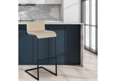 Conjunto de 2 banquetas de bar Newport B, em couro sintético, cor creme.