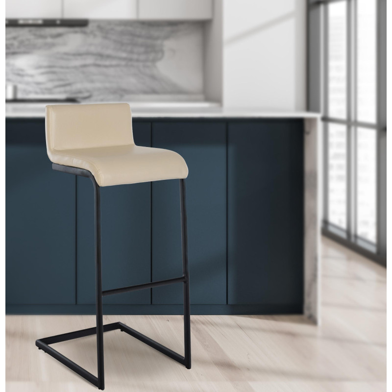 Set di 2 sgabelli da bar Newport B, similpelle, crema