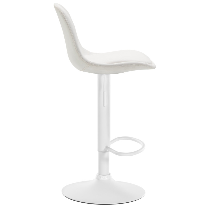 Tabouret de bar Kiel, entièrement recouvert de similicuir blanc blanc