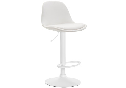 Tabouret de bar Kiel, entièrement rembourré, simili cuir, blanc.