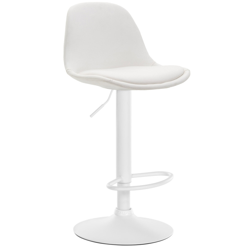Tabouret de bar Kiel, entièrement recouvert de similicuir blanc blanc