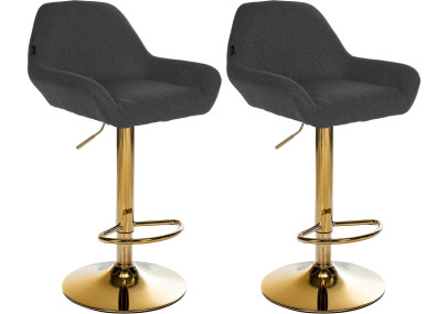 Ensemble de 2 tabourets de bar Braga Gold en tissu noir