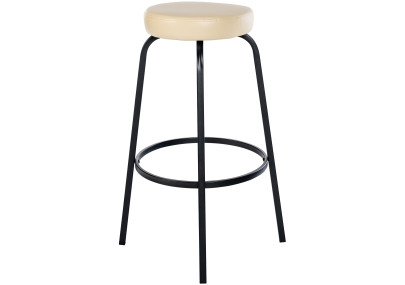 Banqueta de bar Kamari, em couro sintético, cor creme.