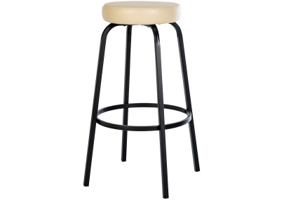 Banqueta de bar Kamari, em couro sintético, cor creme.