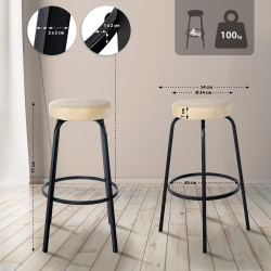 Tabouret de bar Kamari en similicuir crème