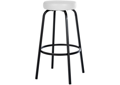 Taburete de bar Kamari, imitación de cuero, blanco