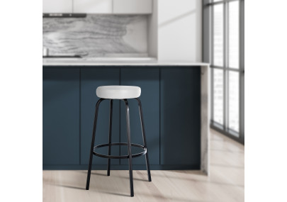 Tabouret de bar Kamari, similicuir, blanc