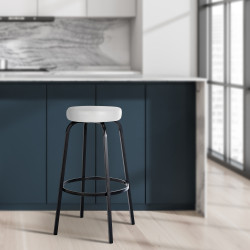 Tabouret de bar Kamari, similicuir, blanc