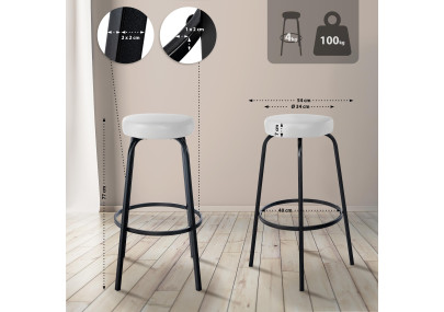 Tabouret de bar Kamari, similicuir, blanc