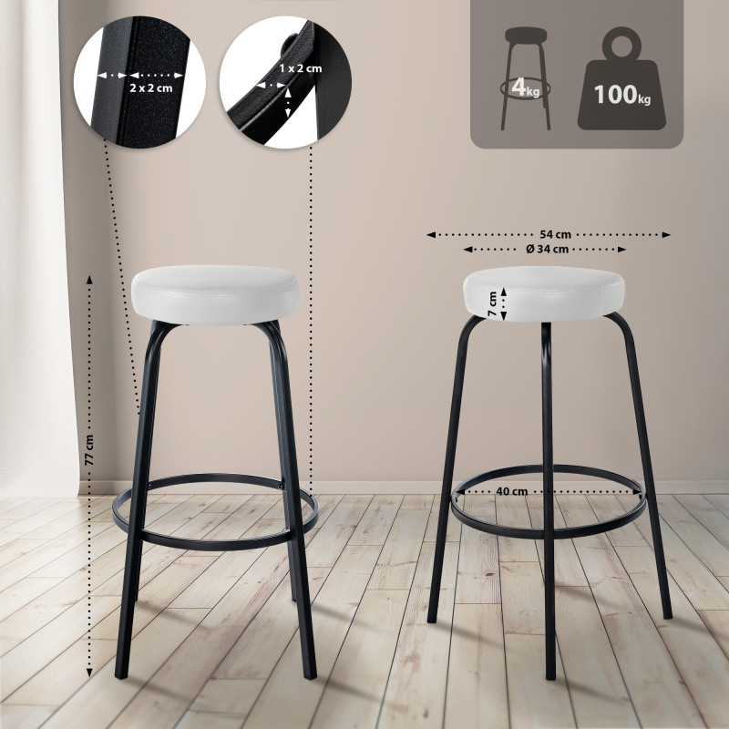 Tabouret de bar Kamari en similicuir blanc